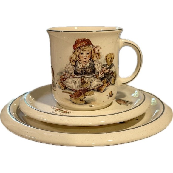 Pfalzkeramik Other - Pfalzkeramik Tea Dessert Set "Nostalgie" Doll Toys Handpainted Speckled Ceramic